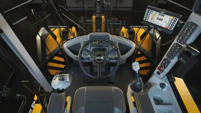 Ovládací prvky v kabině stroje JCB